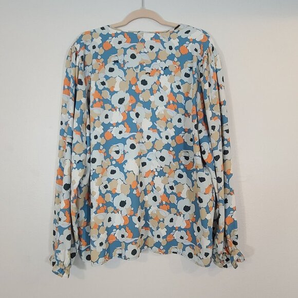 Joie Limited Edition Floral Fields Long Sleeve Peasant Top White Blue Floral XXL - Picture 6 of 8